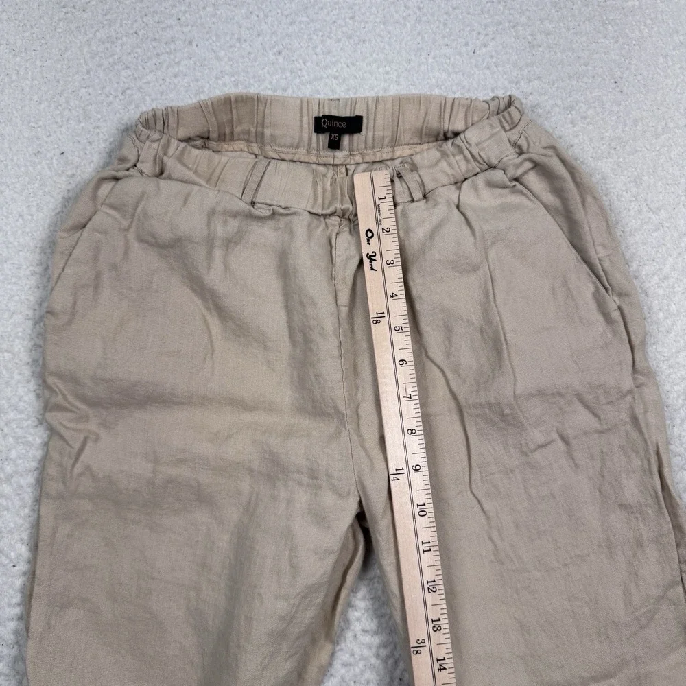 Quince 100% European Linen Pants Driftwood Beige Sz XS Elastic Waist 25